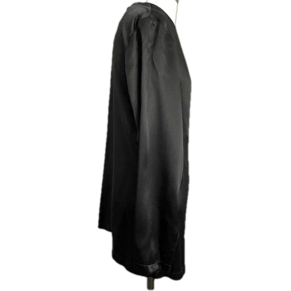 Vintage 80s Black Long Sleeve Batwing Satin Blouse - Medium - Picture 7 of 11
